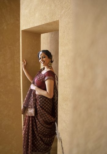 young indian woman wearing sari